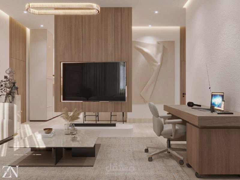 living room with kitchen