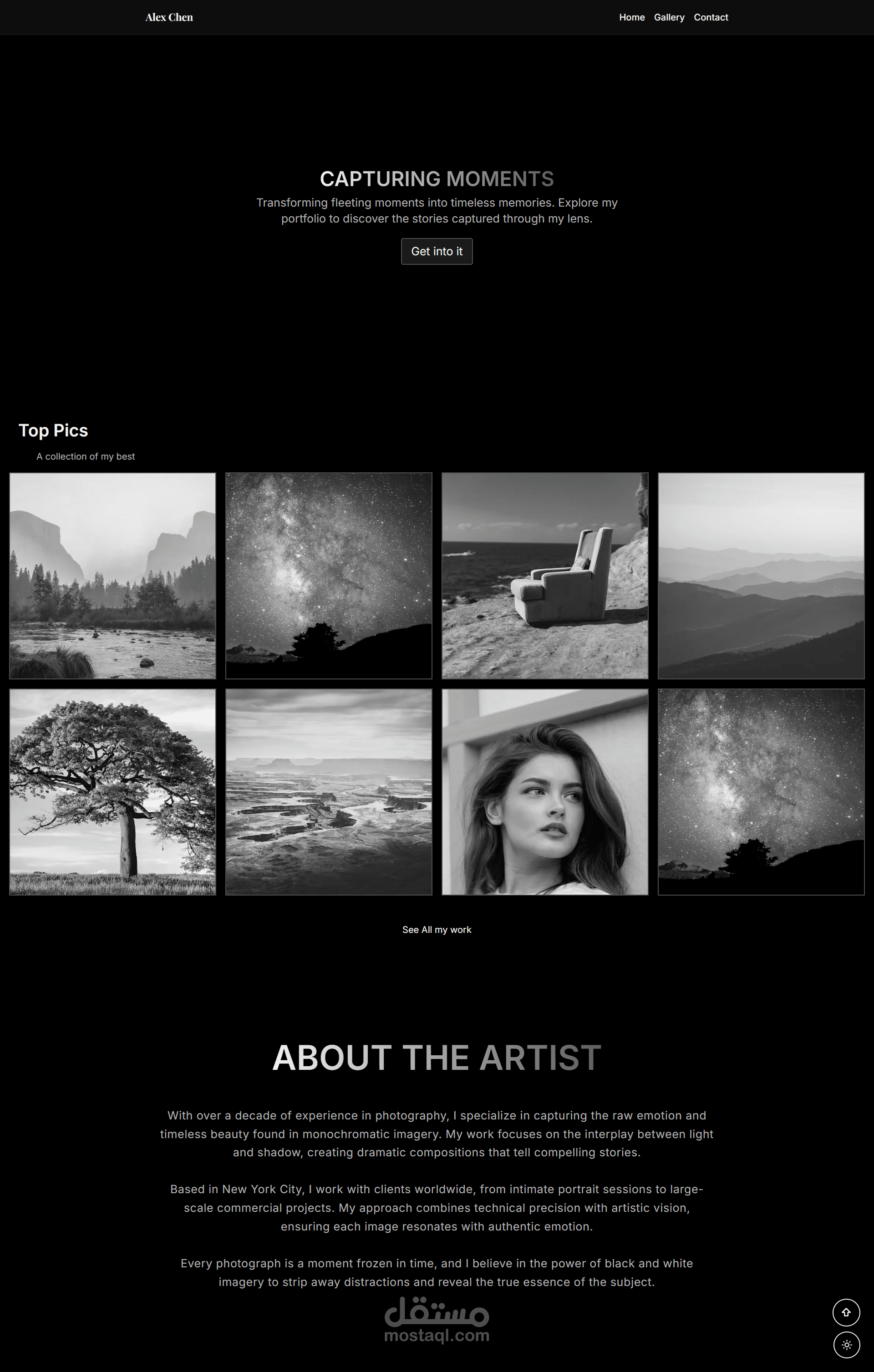 محفضة اعمال Portfolio لمصور فوتوغرافي