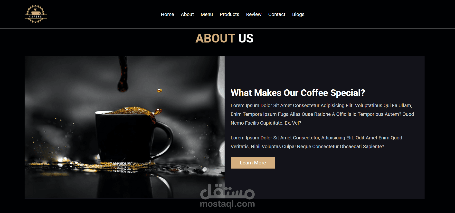 تصميم صفحة لكافيه مشروبات باستخدام html +css