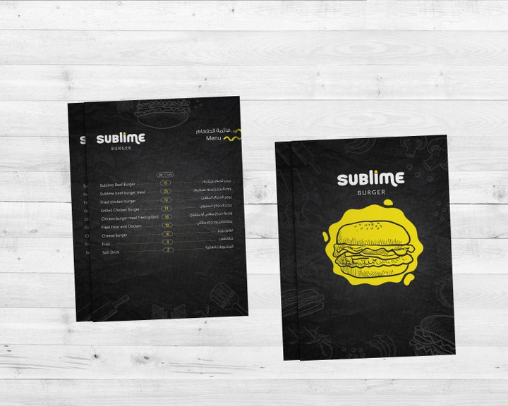 Sublime Restaurant Menu