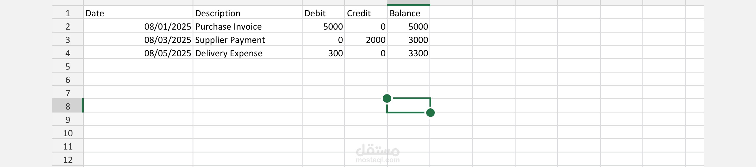 Account Ledger in Excel