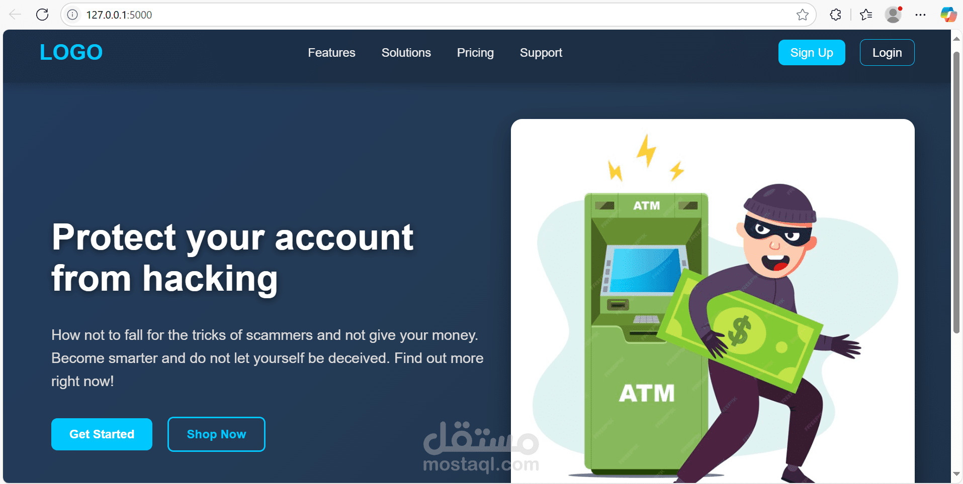 صفحة تسجيل دخول ال Atm وايضا موقع تسوق علي الانترنت
