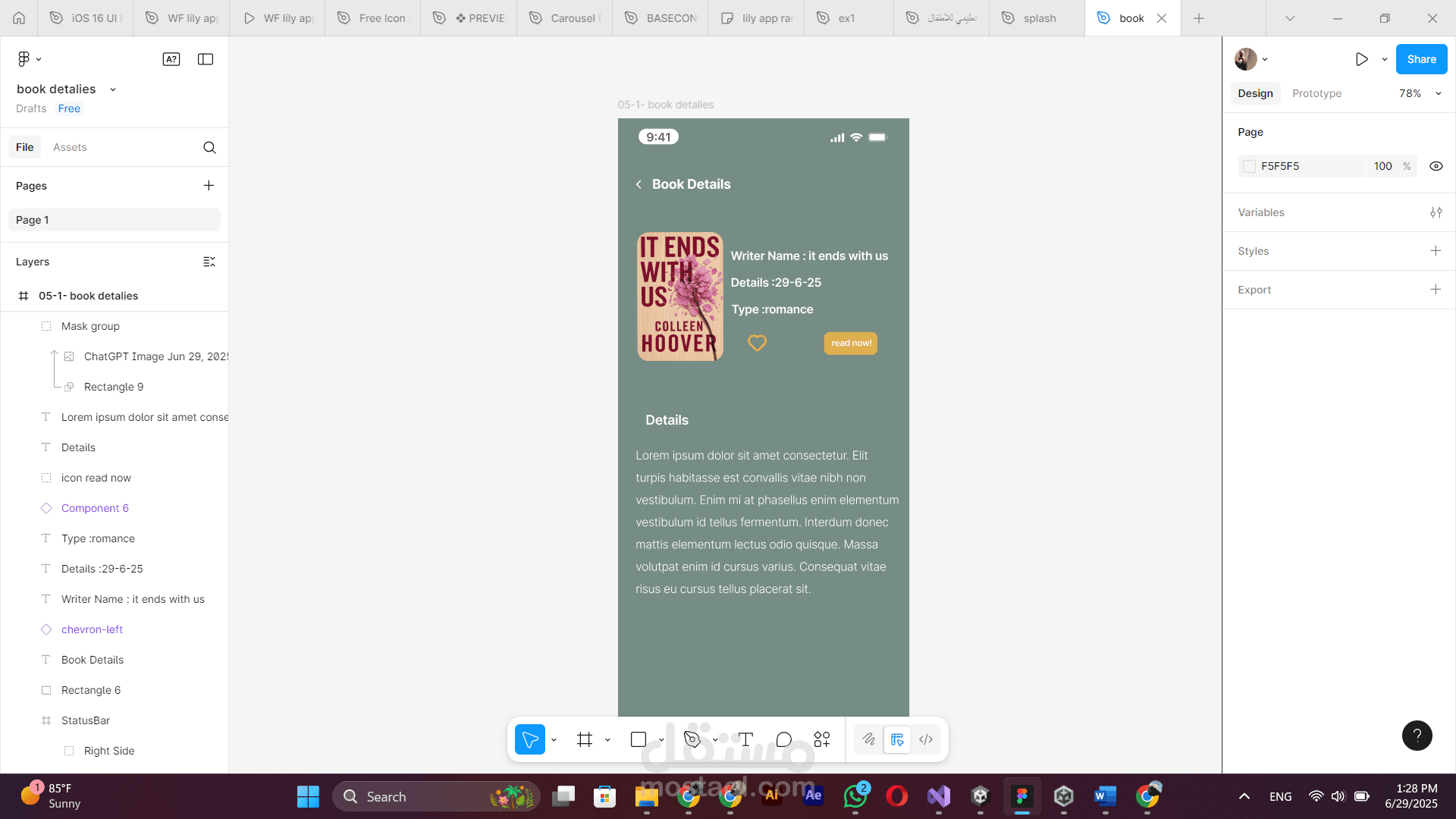 book detalies for laibrary app