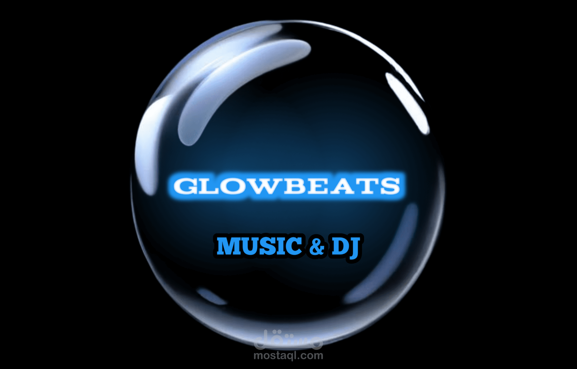 شعار بتأثير النيون لبراند موسيقى و DJ