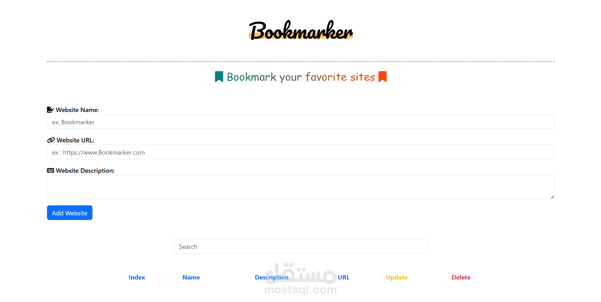 CRUD Bookmark application