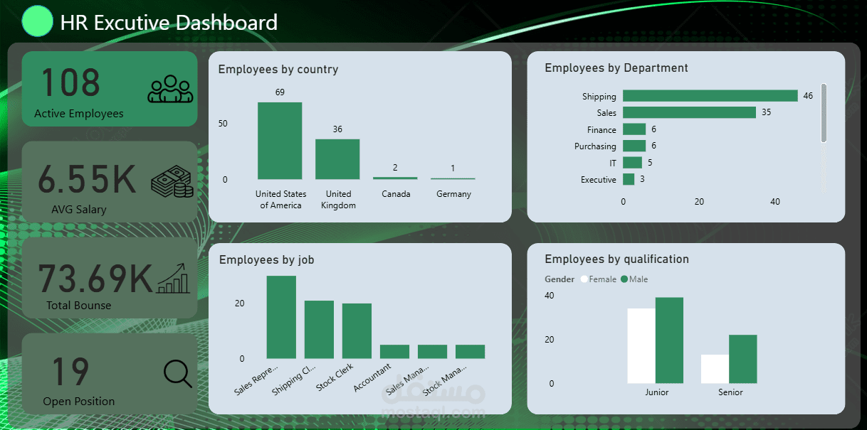 داشبورد تنفيذية للموارد البشرية (HR Executive Dashboard)