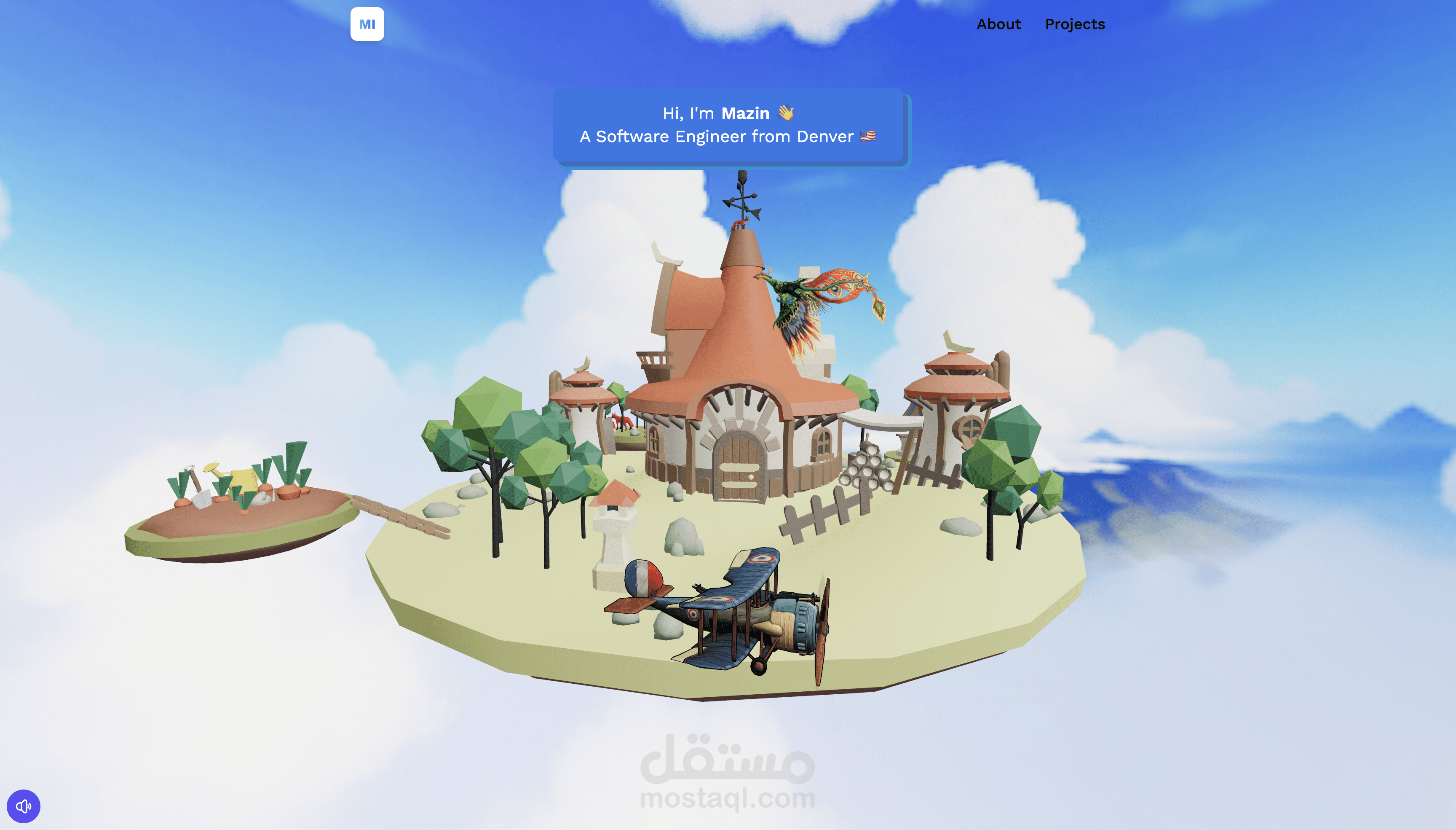 تطوير موقع بورتفوليو تفاعلي باستخدام React وThree.js وTailwind