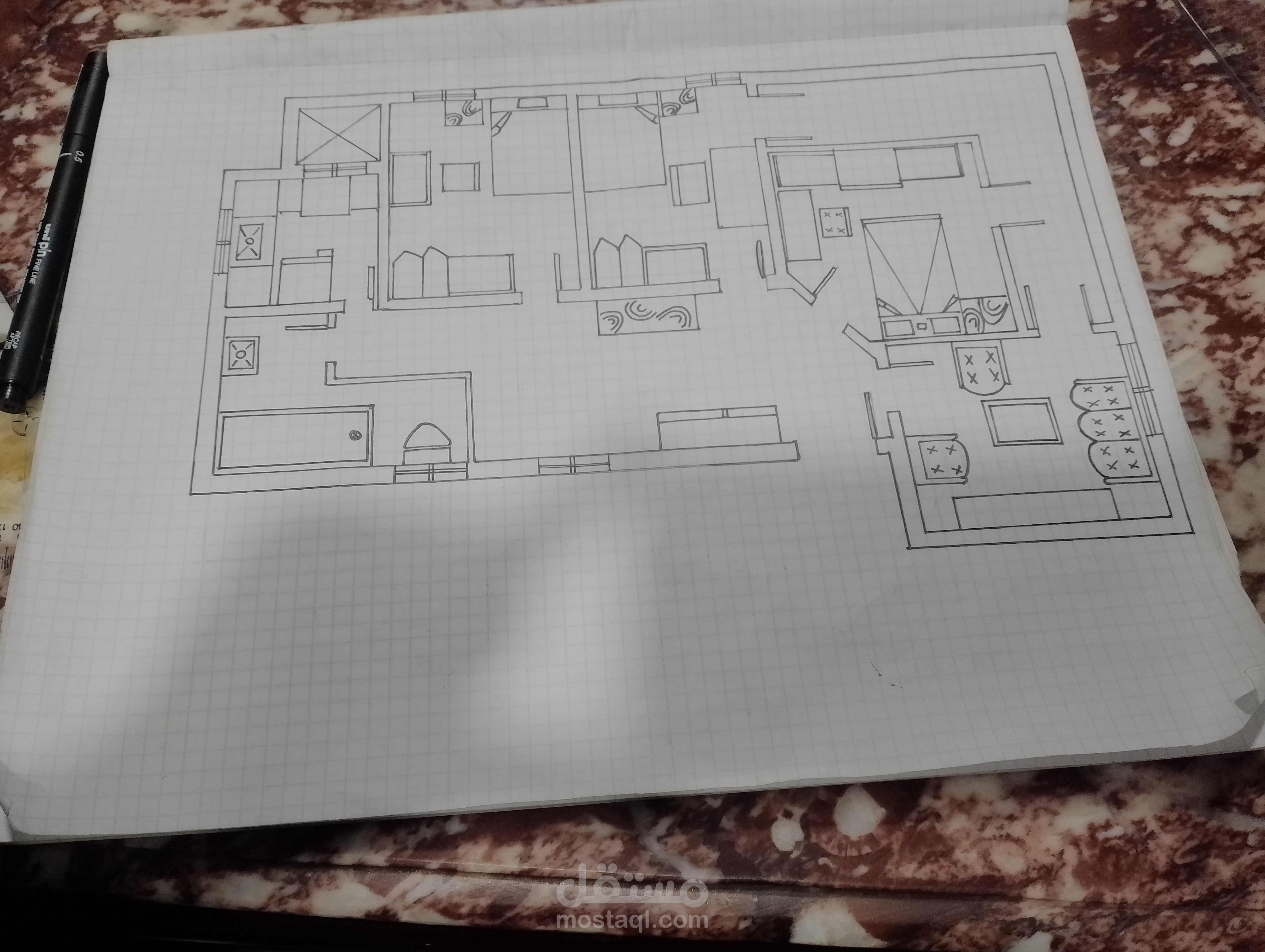 رسم التصميم الداخلى للمنزل
