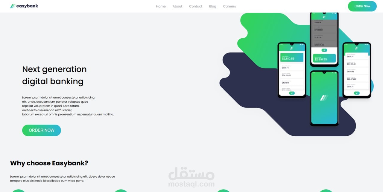 Bank page in frontend mentor