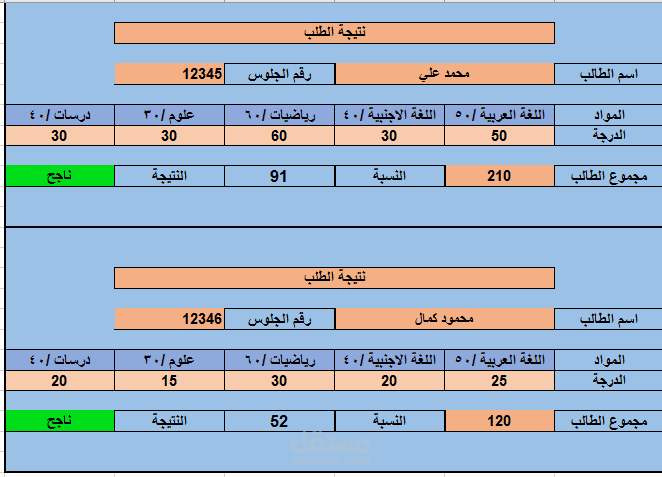 عمل كشف طلاب + النتيجة + الشهادات