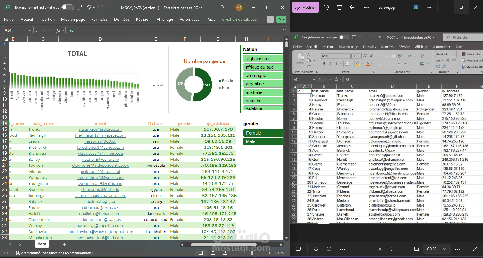 تحسين وتنسيق ملف Excel: تنظيم البيانات + رسوم بيانية ديناميكية