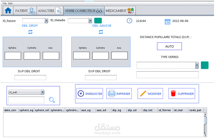 Development of a medical management software for an ophthalmology clinic.