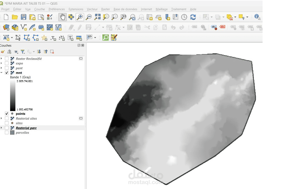 إنشاء خريطة طبوغرافية باستخدام QGIS مع توليد نموذج MNT