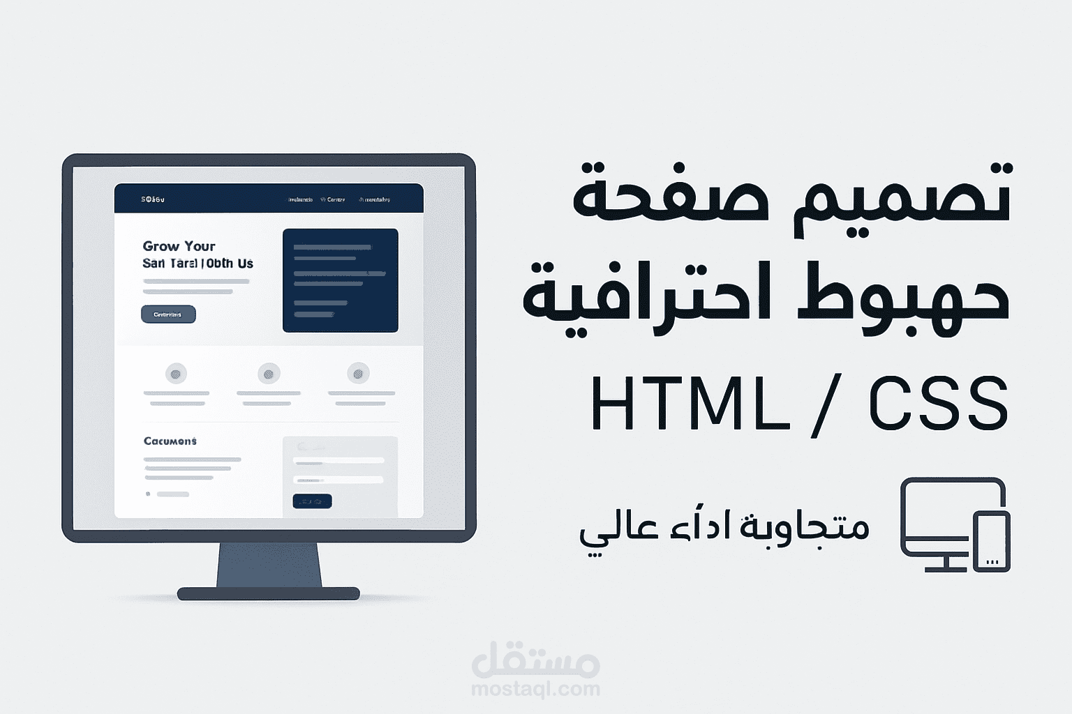 تصميم صفحة هبوط احترافية HTML/CSS متجاوبة بأداء عالي