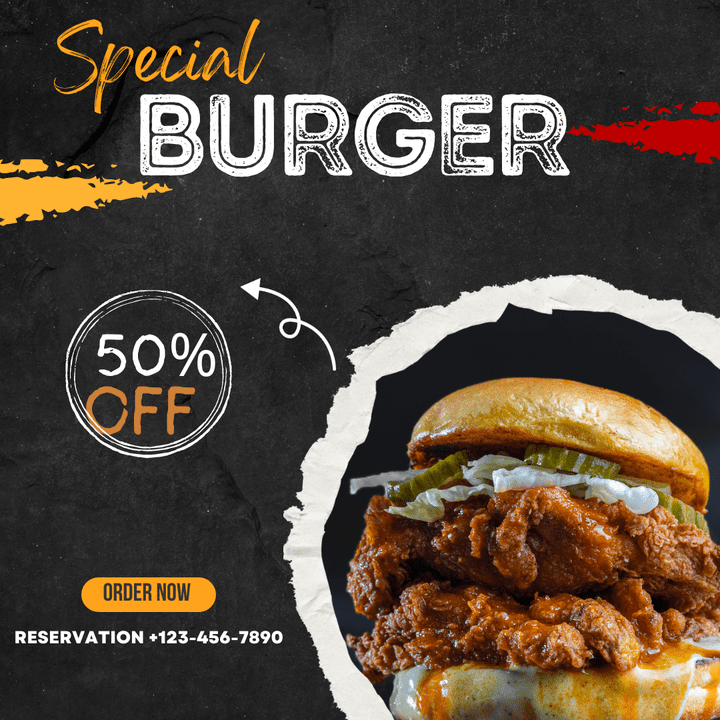 تصميم اعلاني لمطعم Special Burger