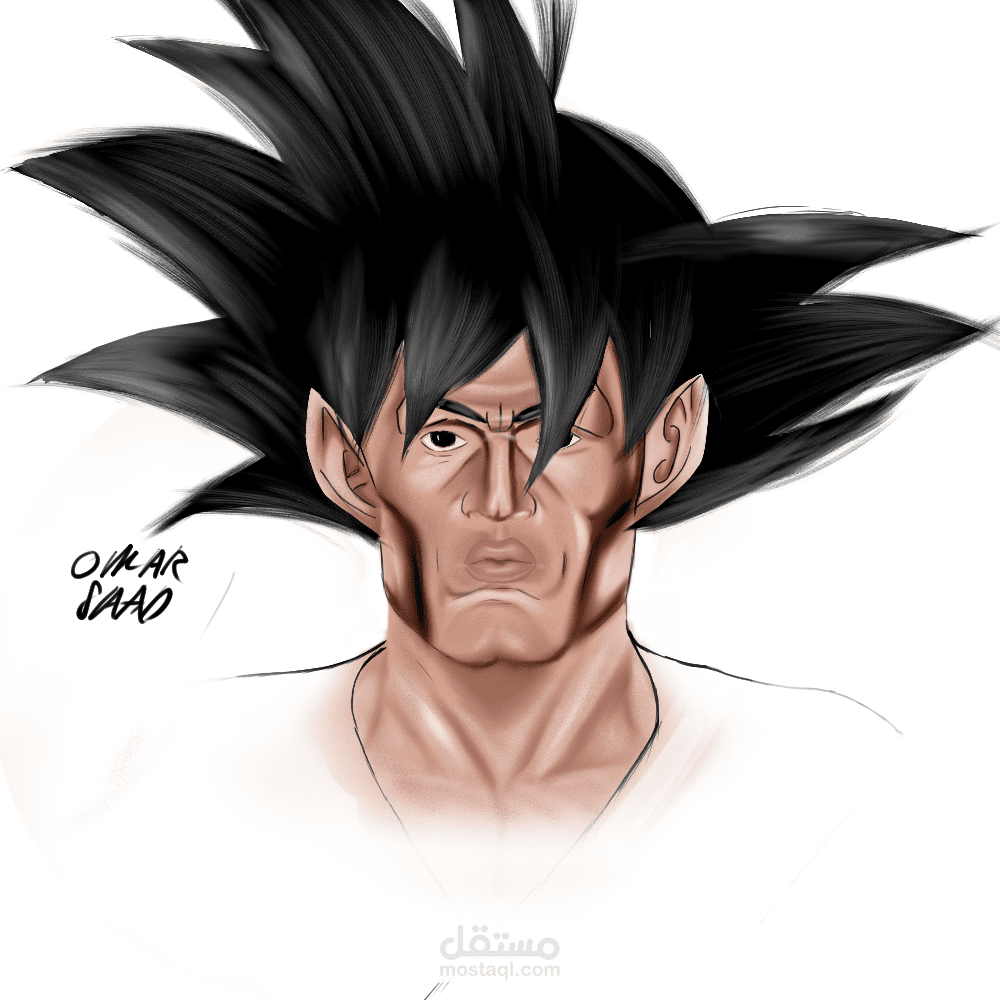 Looksmaxxing Goku meme art