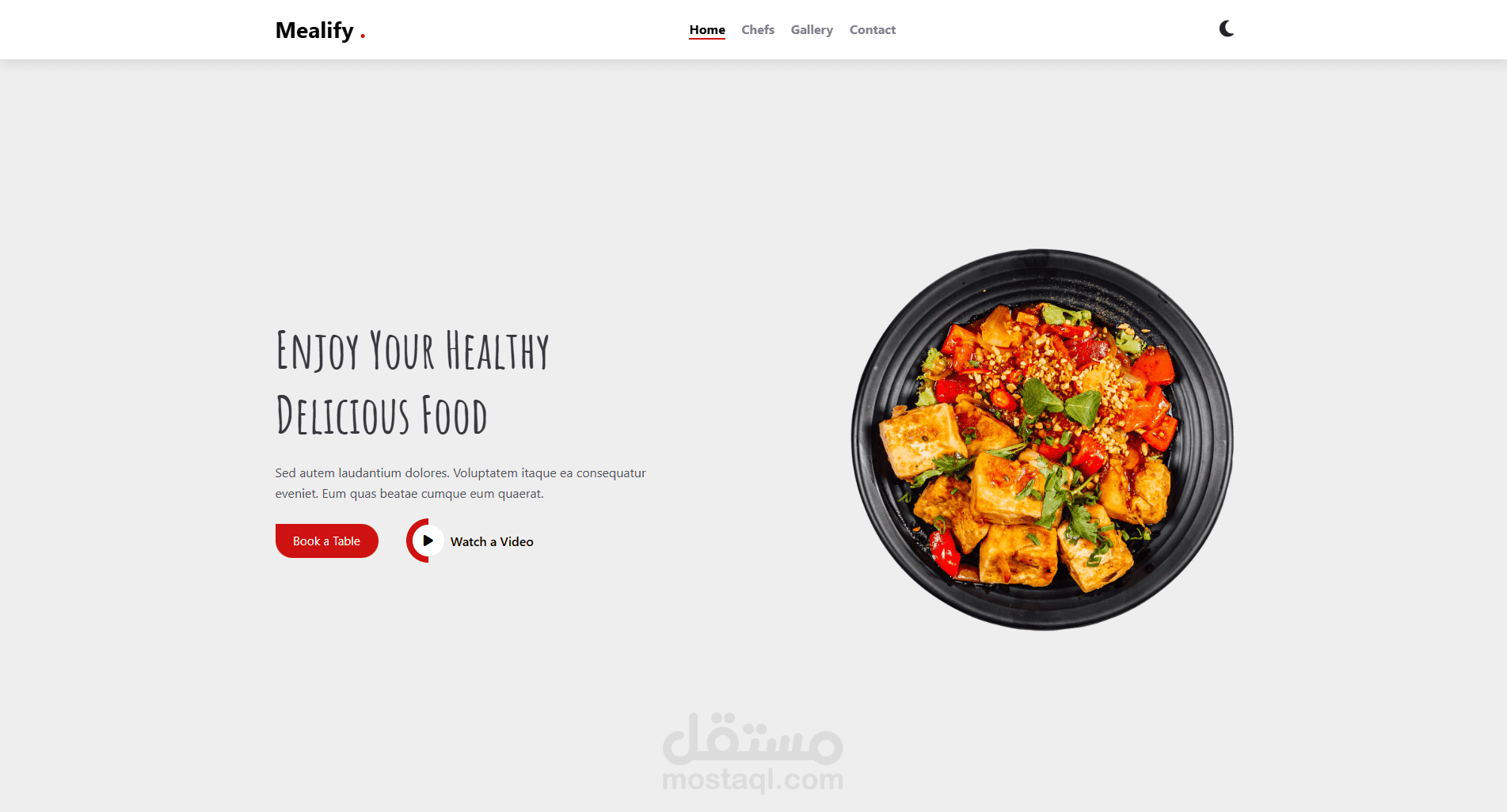 صفحة هبوط مطعم “Mealify” بتصميم حديث ومتجاوب