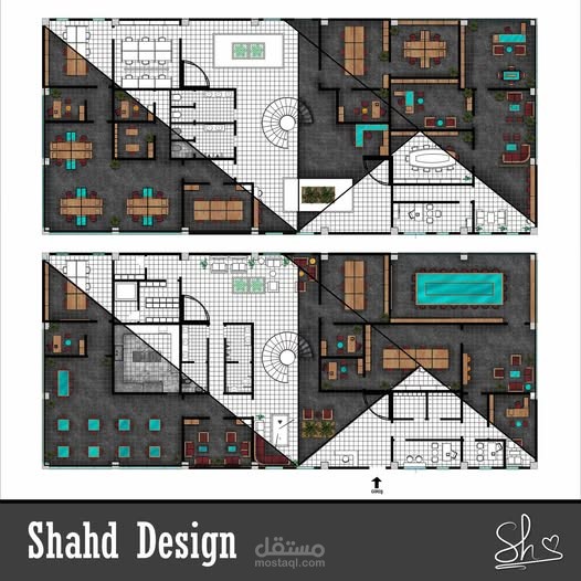 مخططات معمارية اسلوب العرض المعماري الحديث (Modern Architectural Presentation Style)  في تركيا مدينة أفيون كوجاتيبه