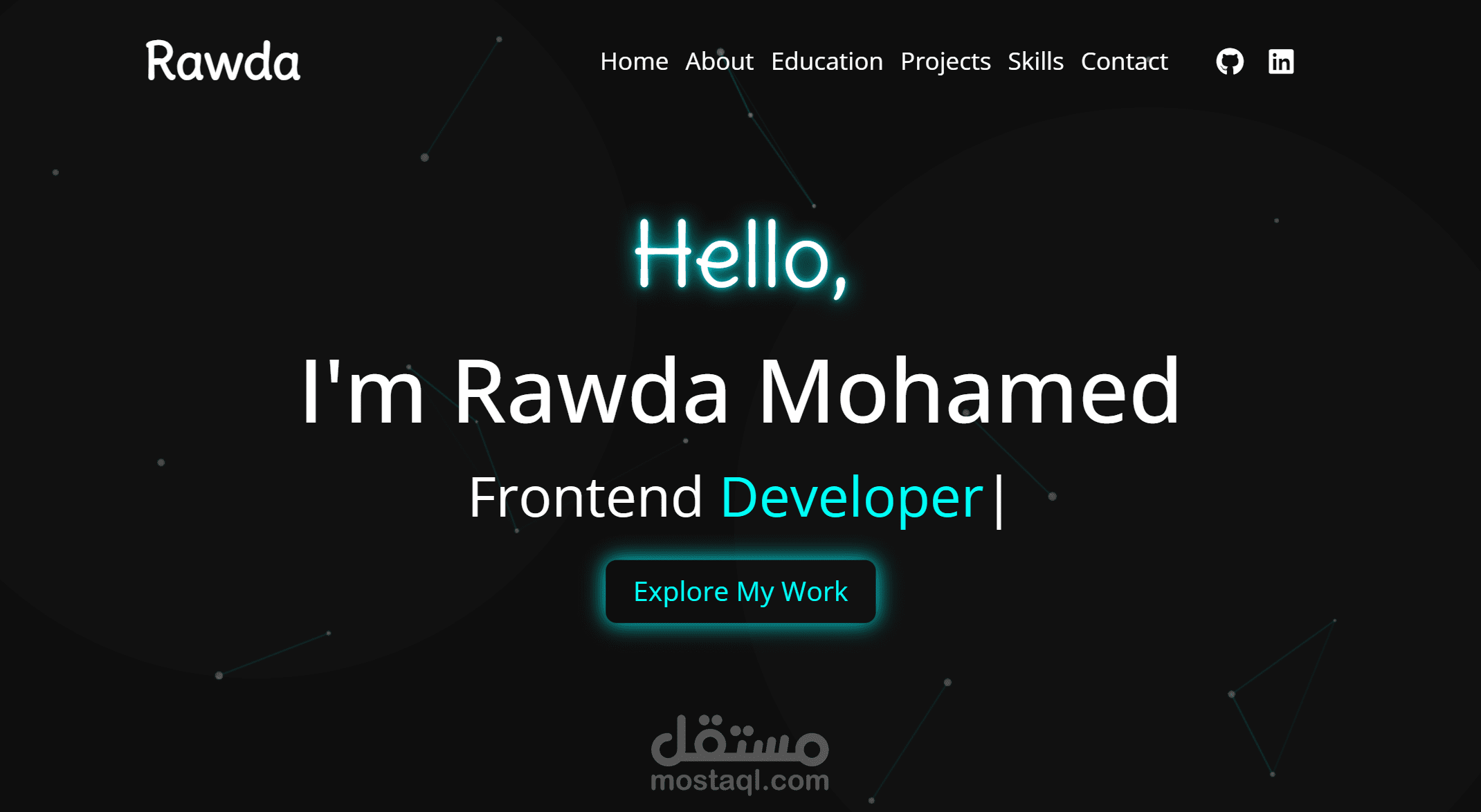 بورتفوليو شخصي | React + Tailwind + React Scroll + AOS + Particles.js