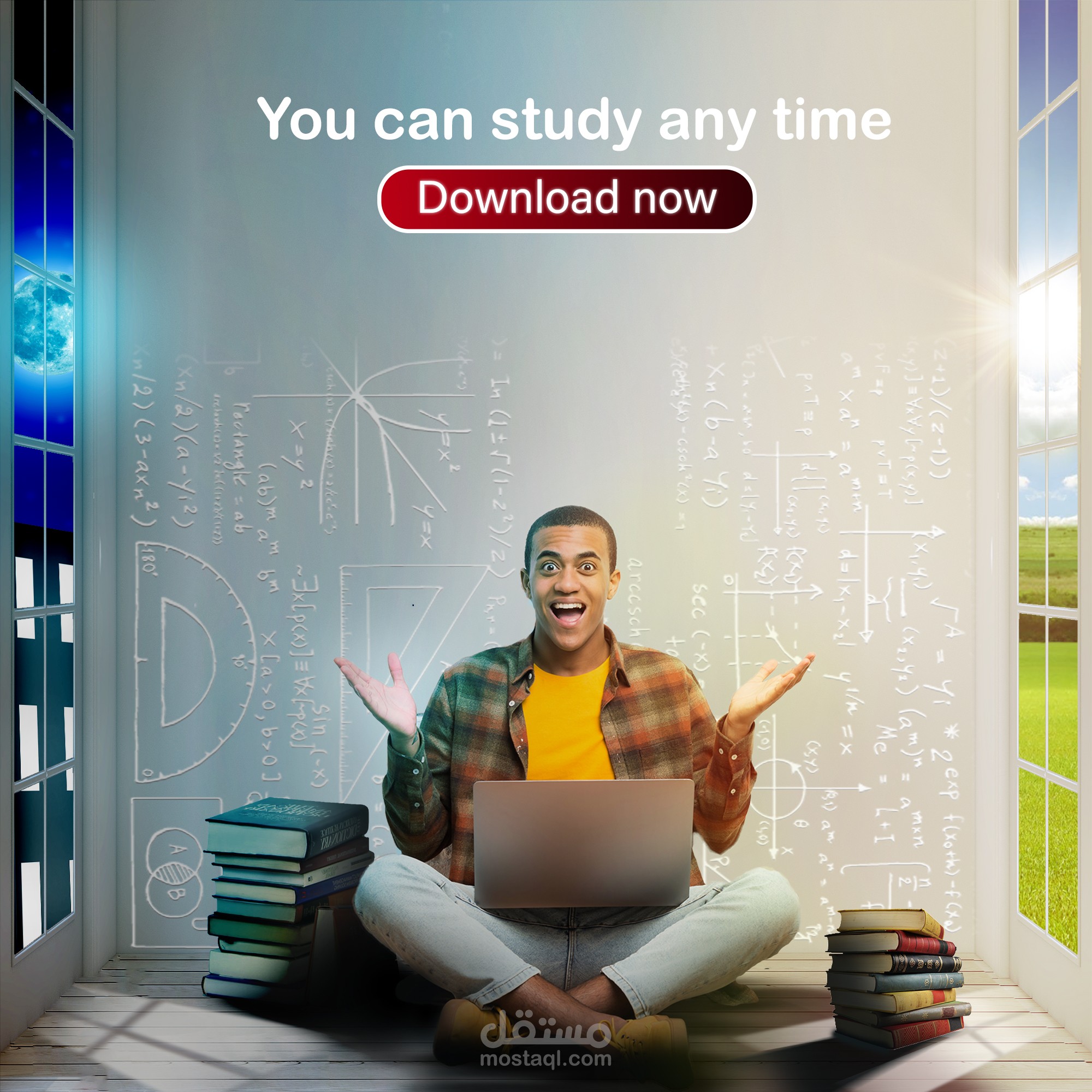 تصميم إعلان لتطبيق تعليم إلكتروني