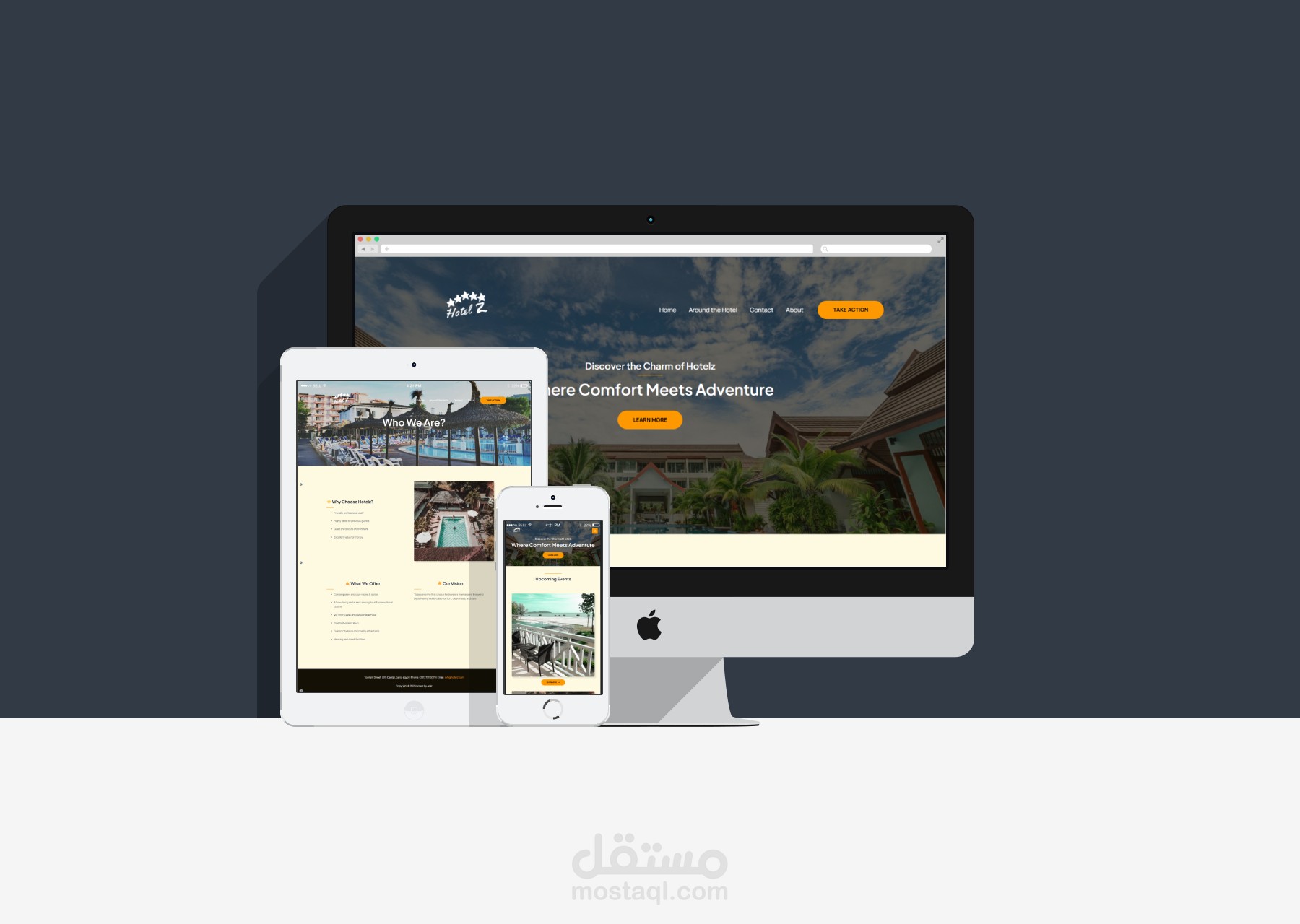 تصميم موقع تعريفي لفندق باستخدام WordPress – واجهة احترافية ومتجاوبة