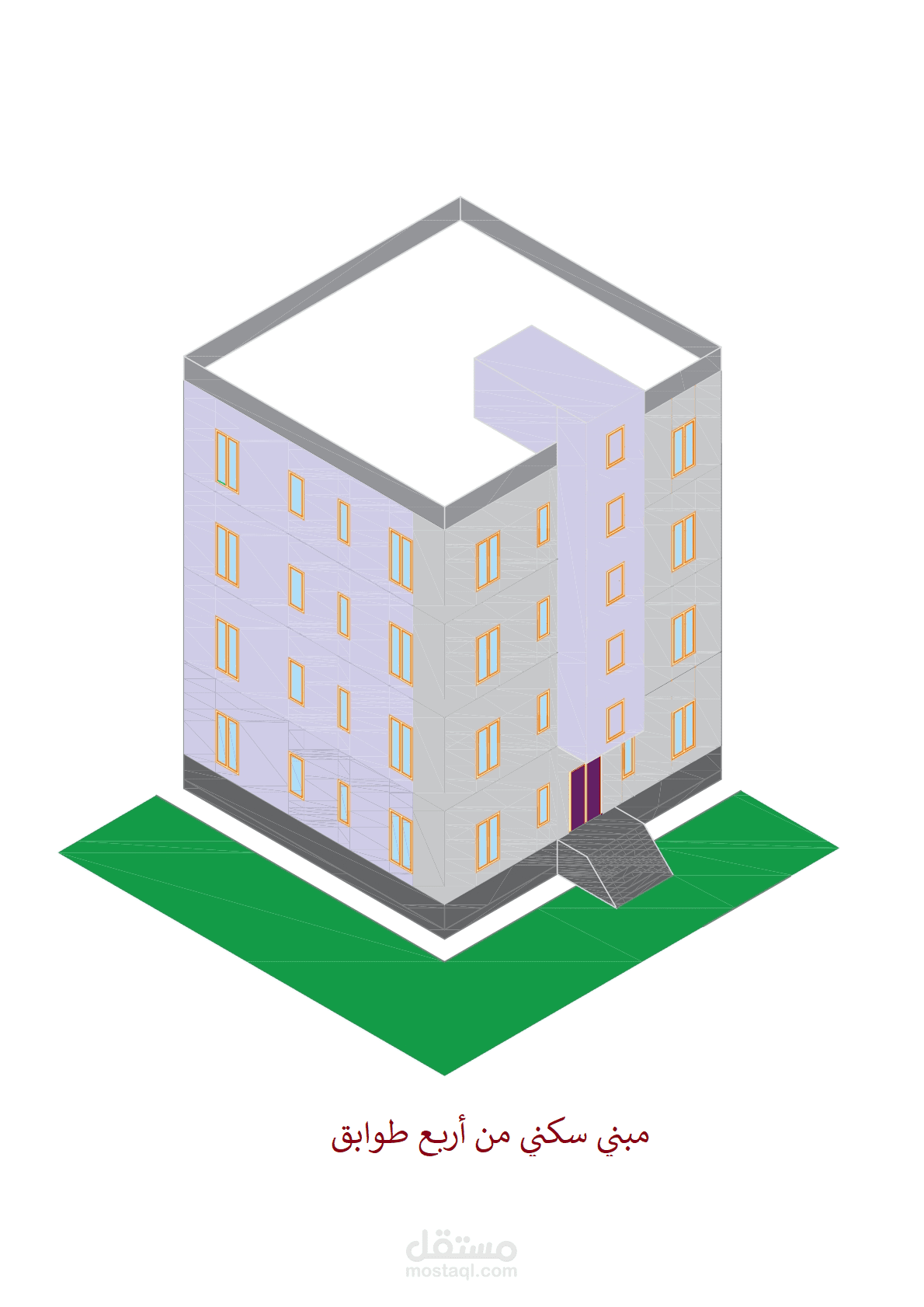 مخططات معمارية كاملة لمبني سكني -4 طوابق
