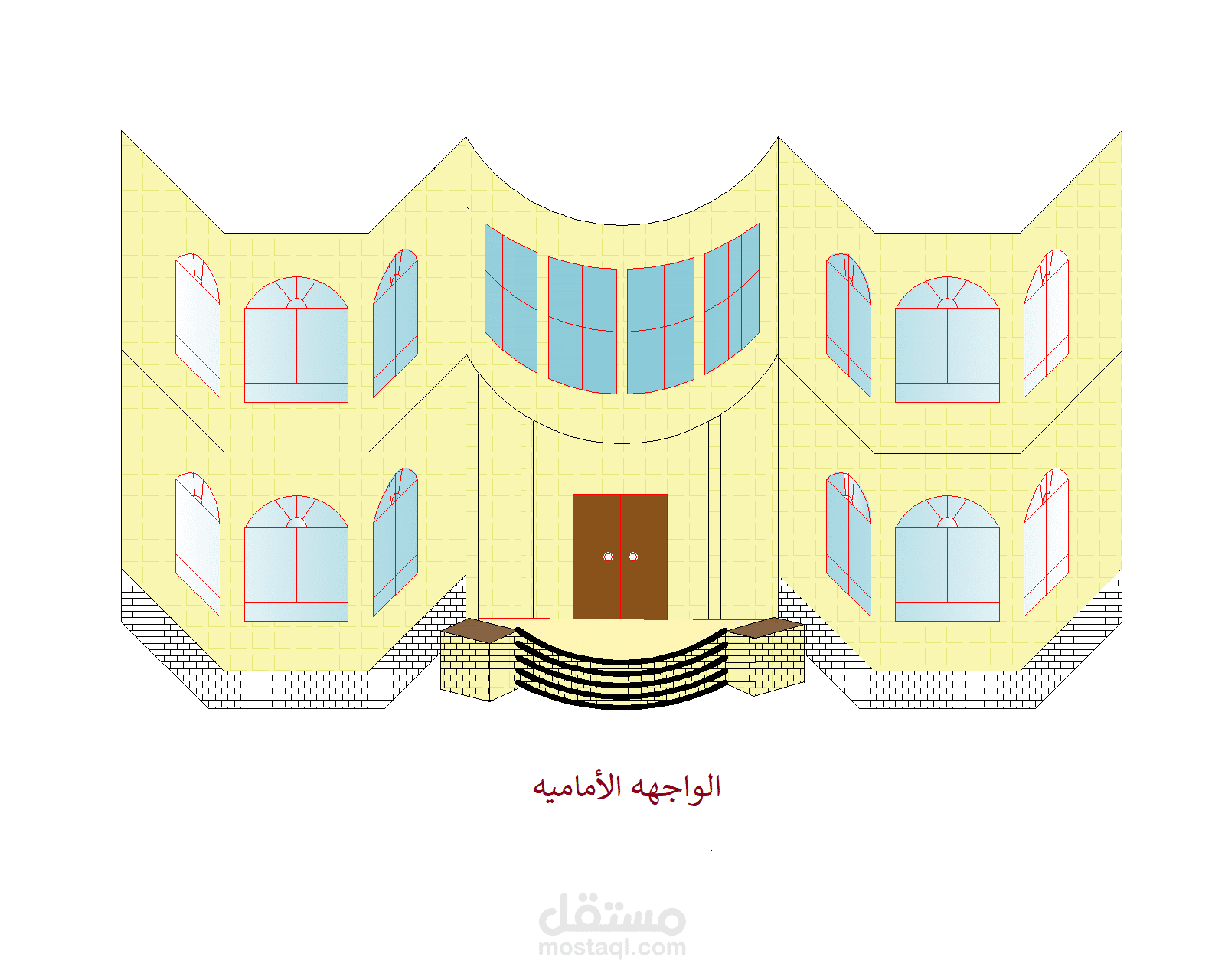 تصميم معماري لفله سكنية مع سلم حلزوني باستخدام AutoCAD