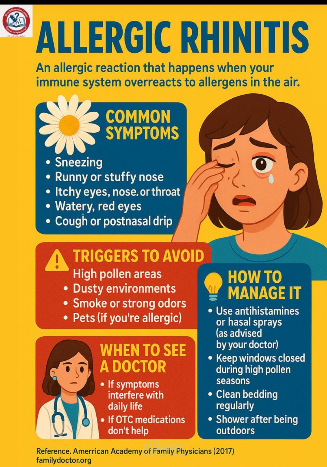 عمل يحتوى عن توعية عن مرض allergic rhinitis