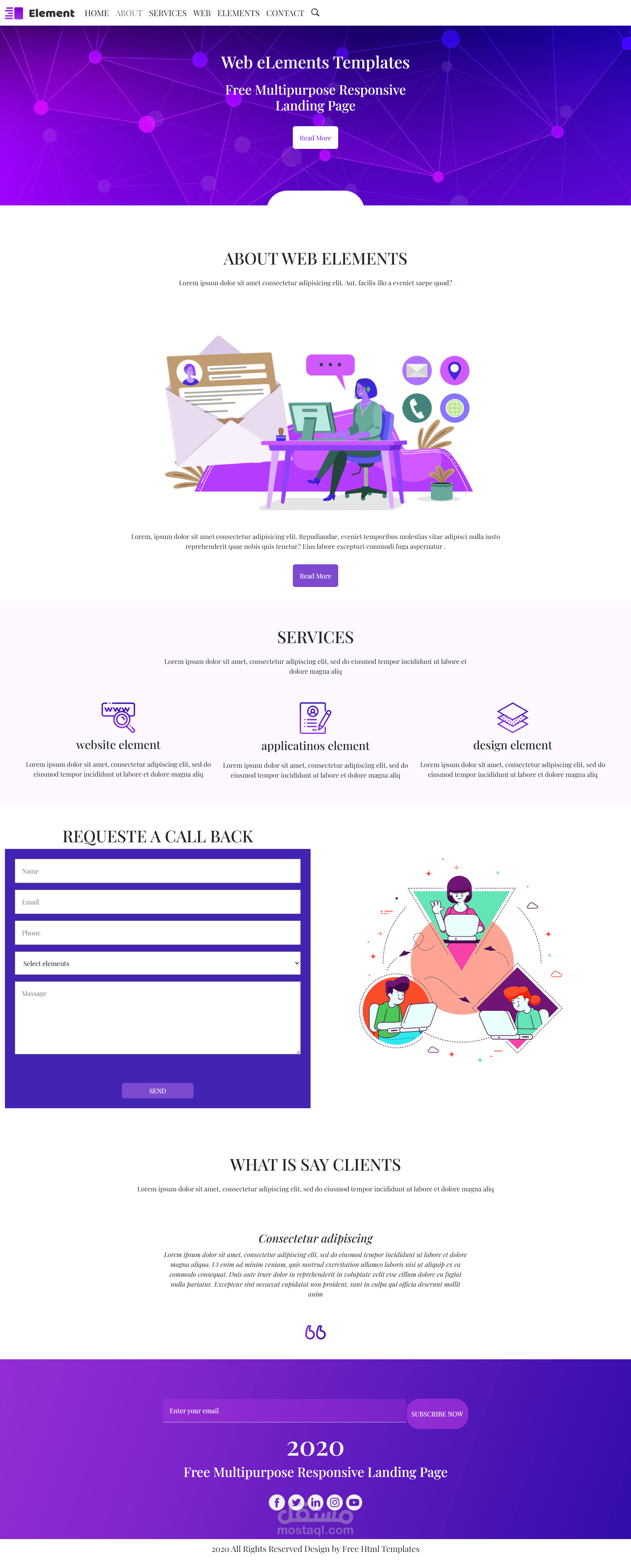 Web Elements – قالب صفحة هبوط متعددة الاستخدامات