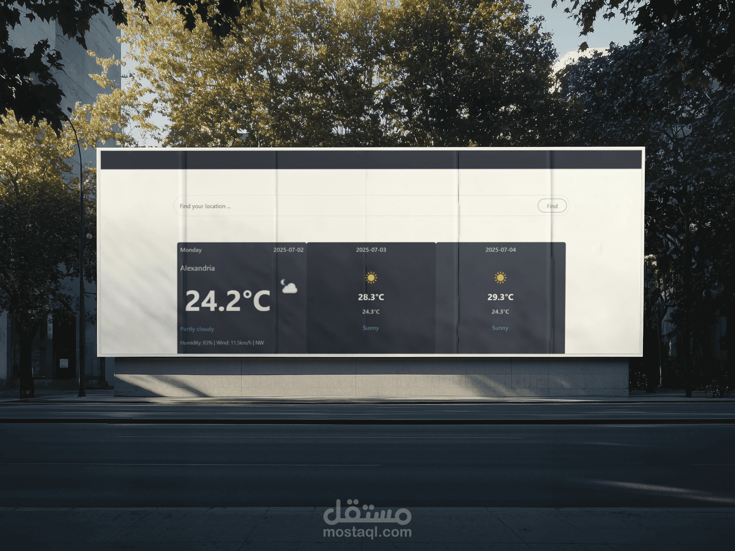تطبيق ويب لعرض حالة الطقس في الوقت الفعلي باستخدام API خارجي