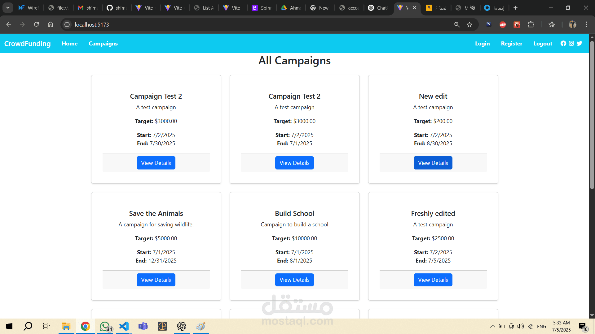 Crowdfunding frontend