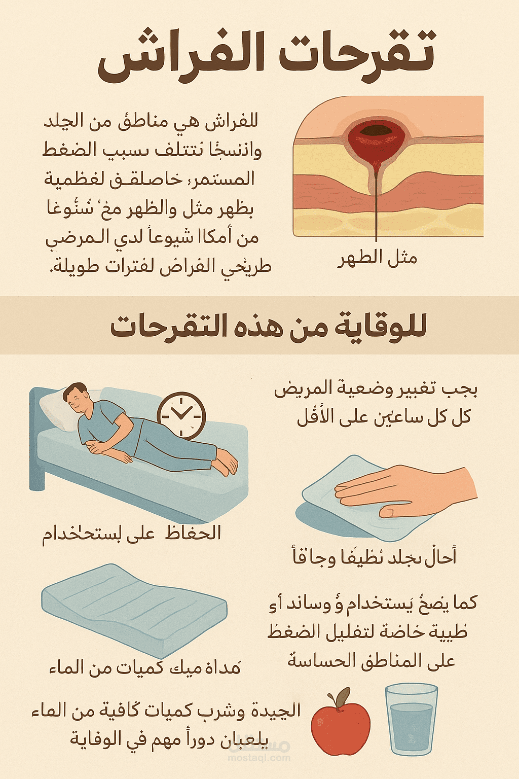الوقايه من تقرحات الفراش عند المرضي طريحى الفراش