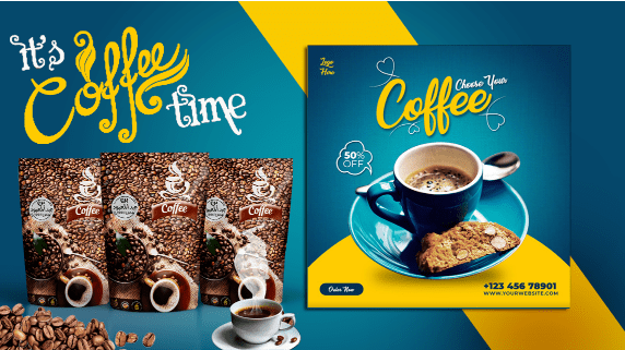 تصميم غلاف منتج قهوة بطريقة إحترافية.