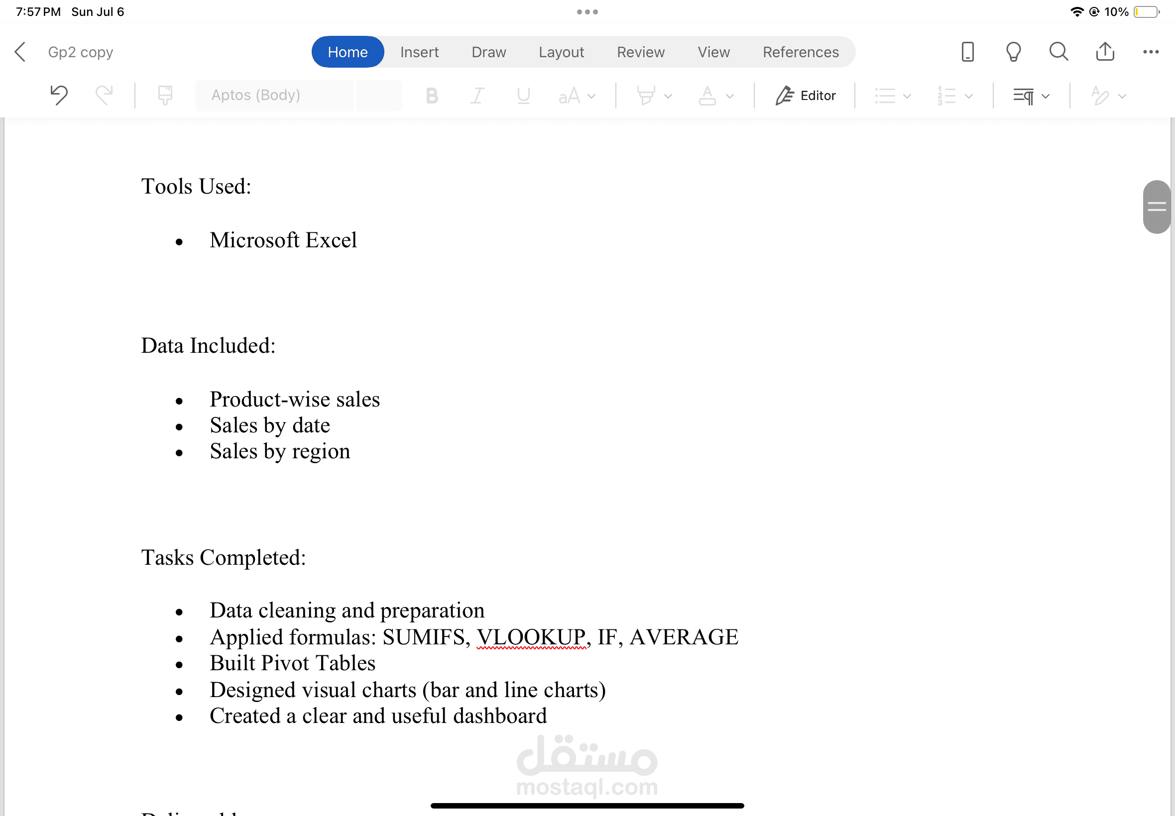 Monthly Sales Data Analysis Using Microsoft Excel