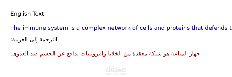 ترجمة فقرة تعليمية من الإنجليزية إلى العربية – "جهاز المناعة