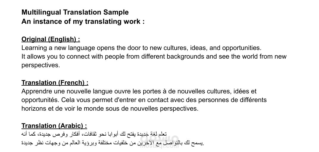 Multilingual Translation Sample