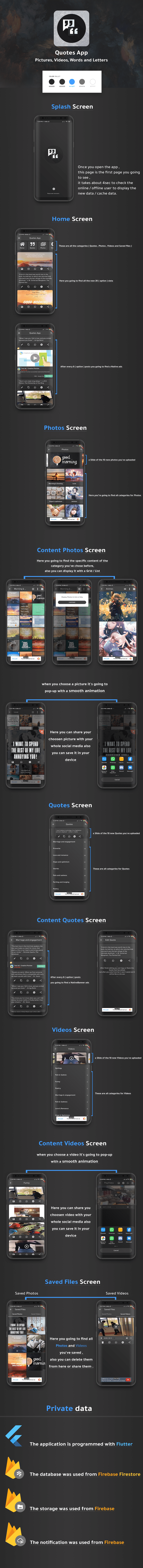 تطبيق مع لوحة تحكم Quotes app with Pannel