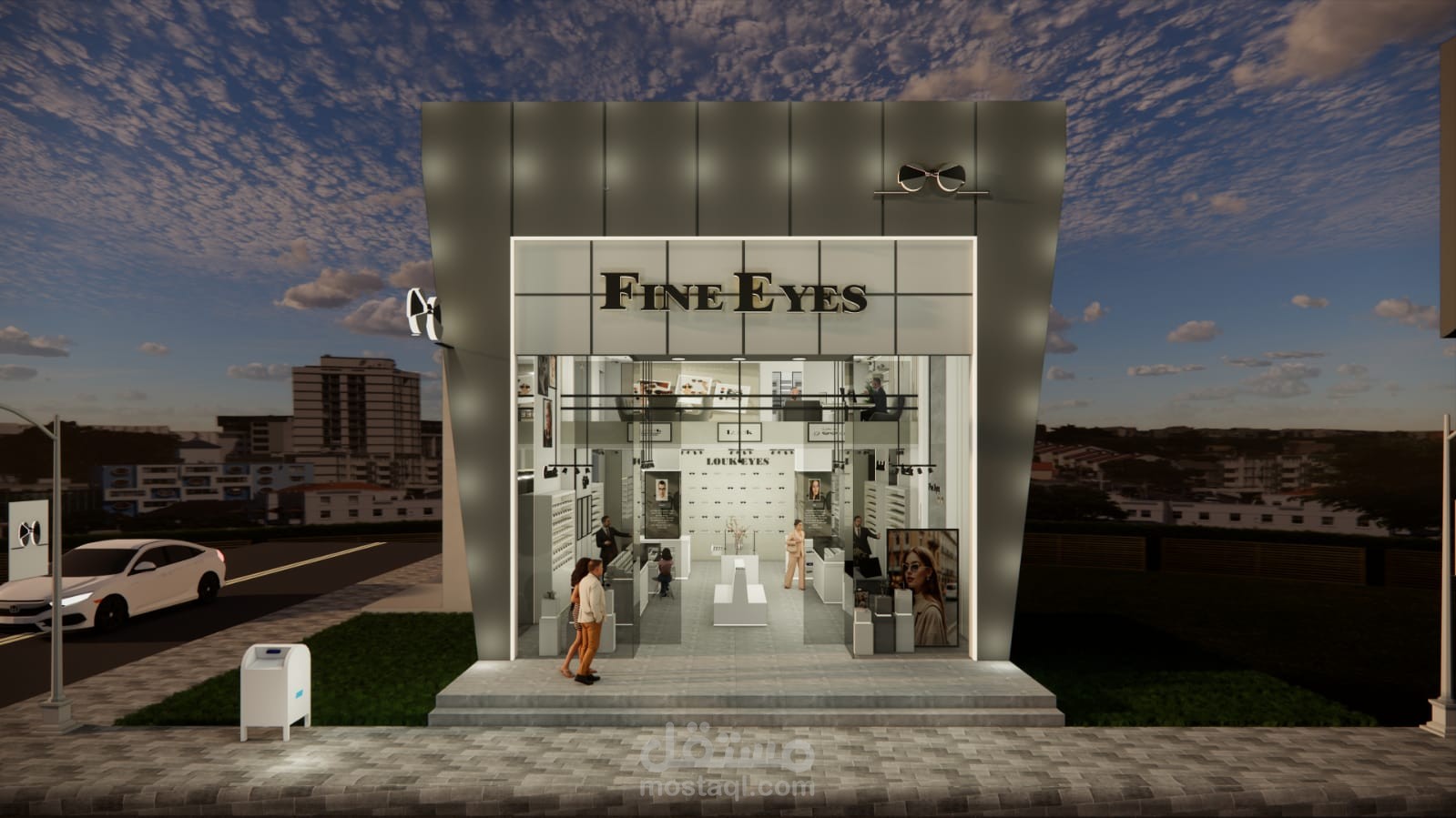تصميم محل تجاري للنظارات Fine eyes