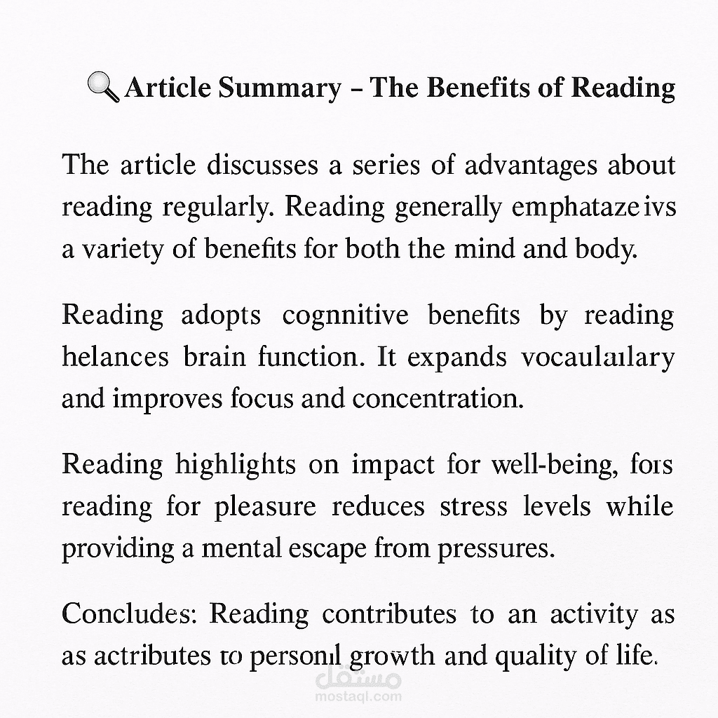 Article Summary – The Benefits of Reading