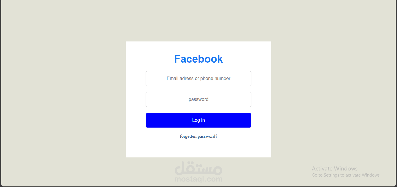 تصميم صفحة تسجيل دخول على نمط Facebook باستخدام HTML وCSS