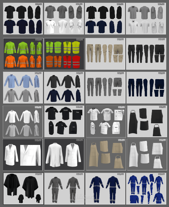 140 صورة اظهار لملابس مهنية mockups من عدة زواية - Workwear Mockup Bundle – 140 JPG Views | 12 Uniform Items