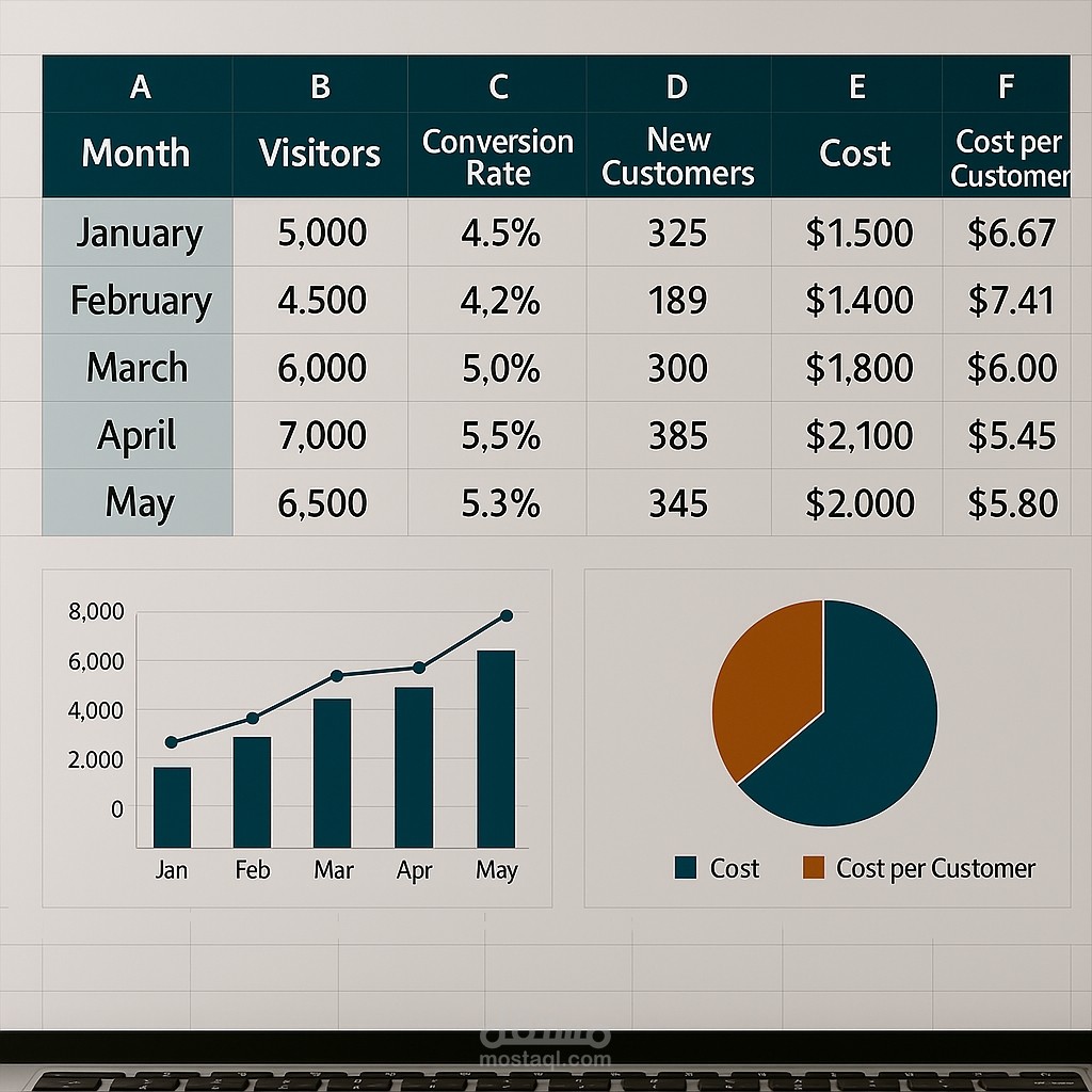 تحليل الأداء المالي باستخدام جدول Excel احترافي وعرض بياني مبتكر