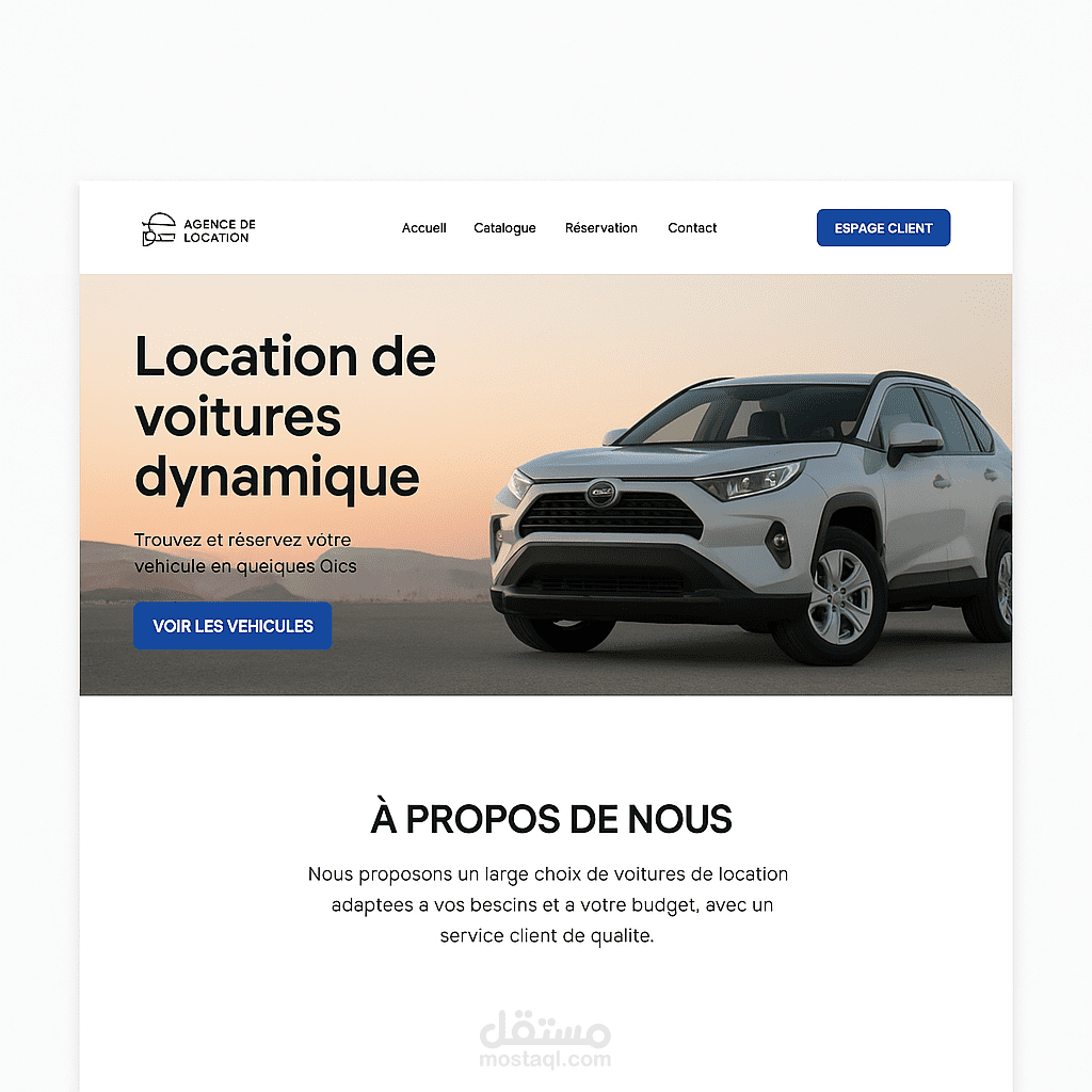 Site vitrine dynamique pour une agence de location de voitures