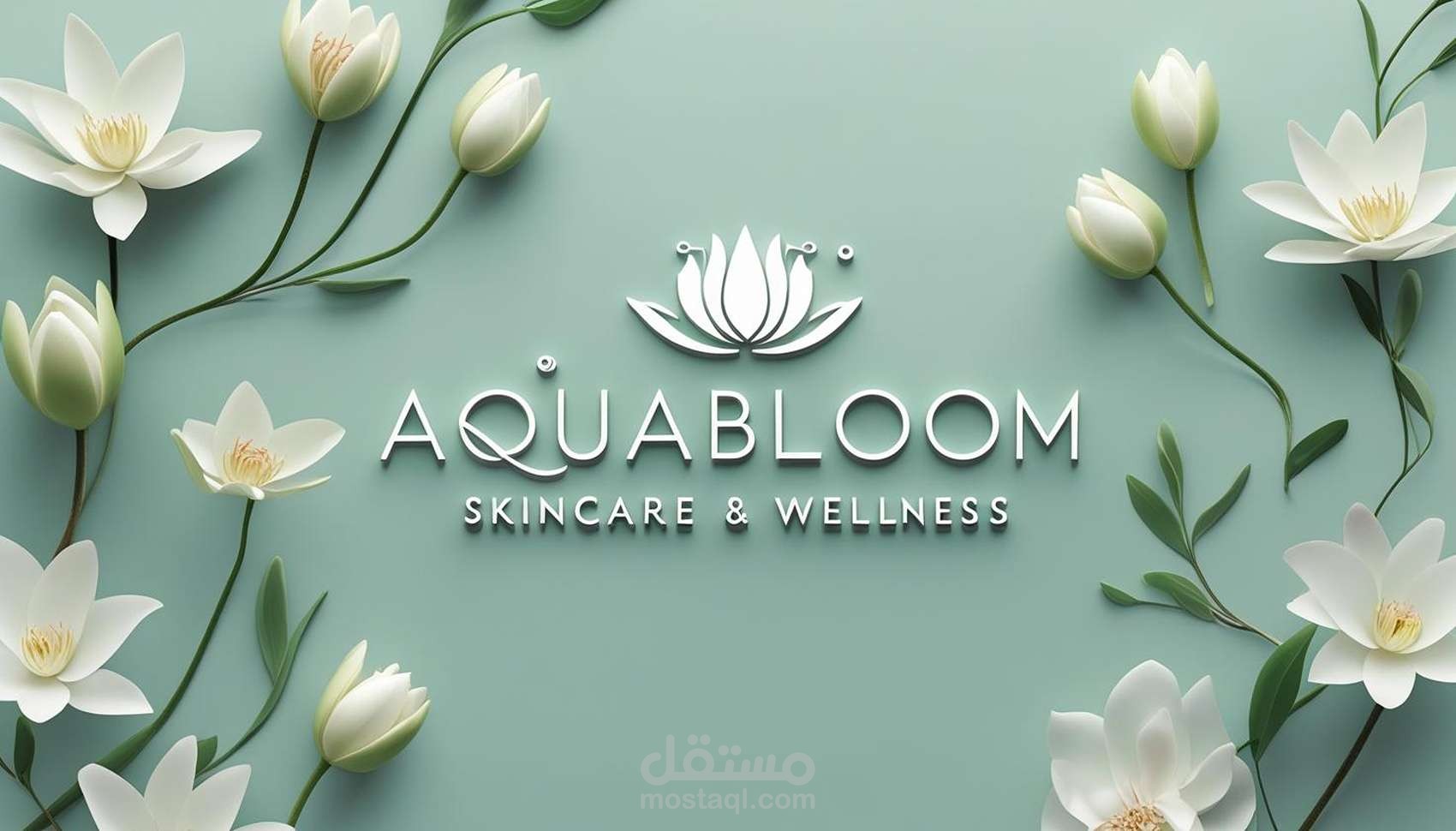 صميم شعار وهوية بصرية لعلامة AquaBloom – Skin Care Brand