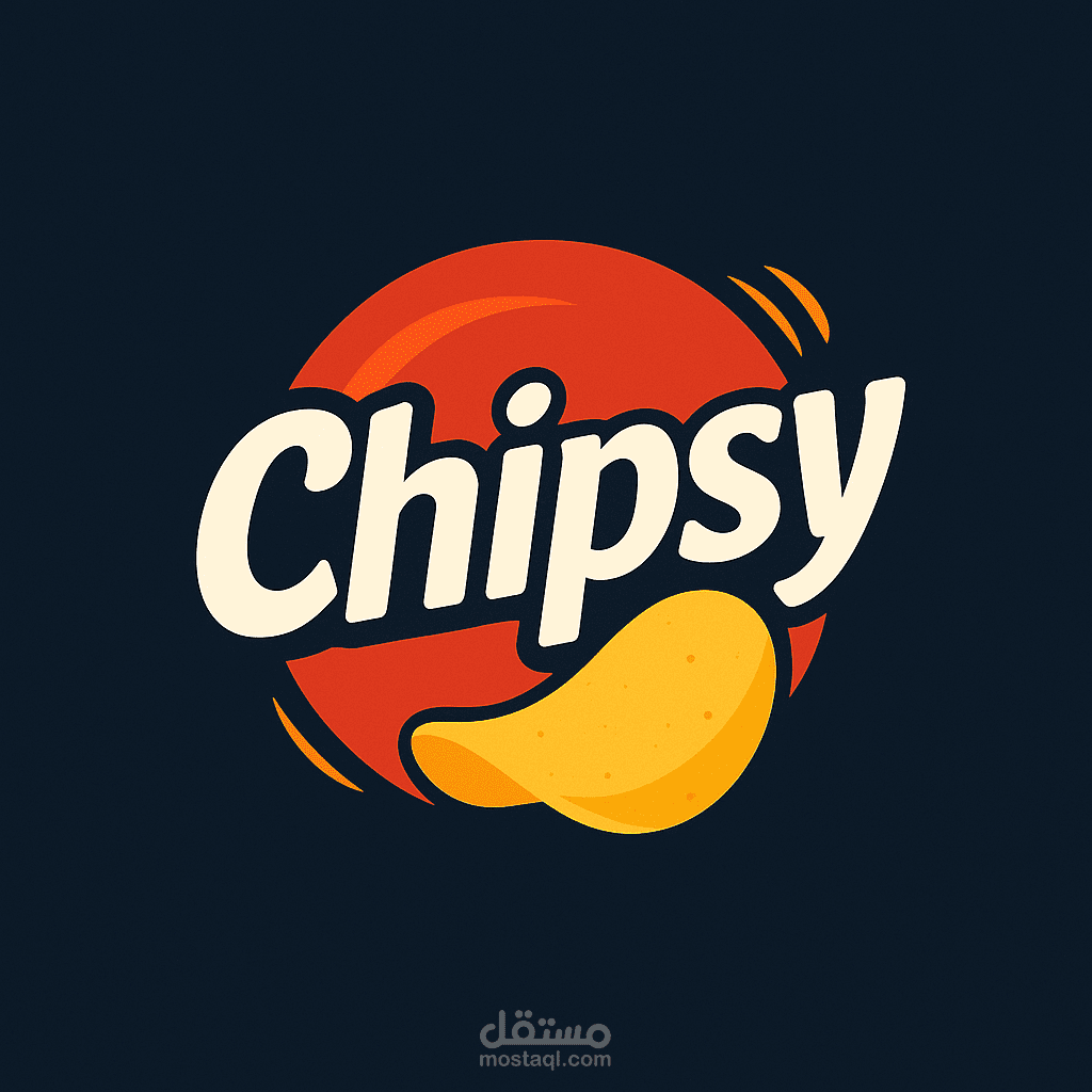 "شعار احترافي عصري لعلامة Chipsy – طابع شبابي وحيوي ينبض بالنكهة"