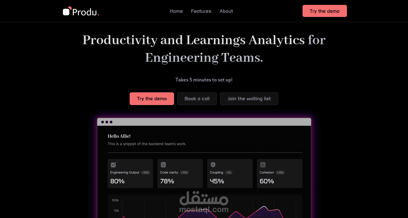 صفحة هبوط احترافية لخدمة SaaS