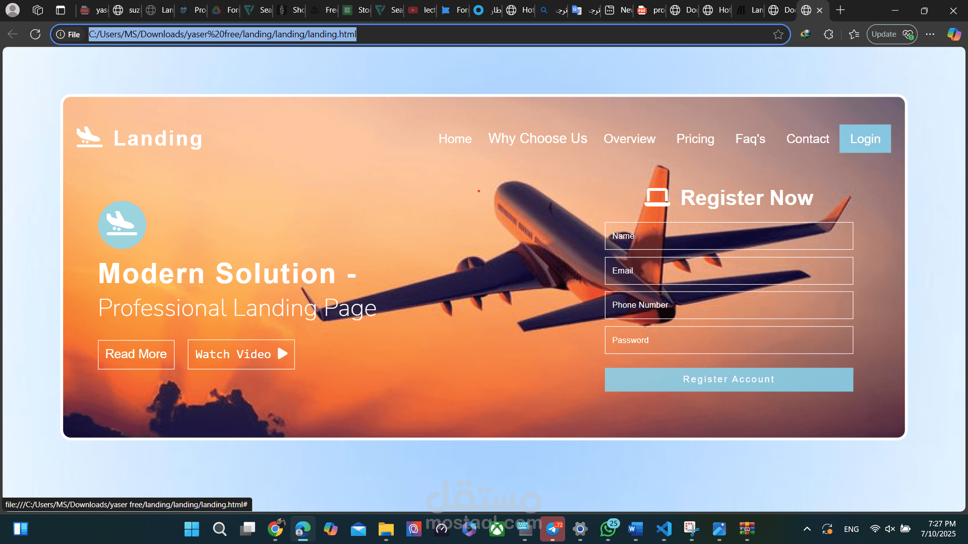 landing page