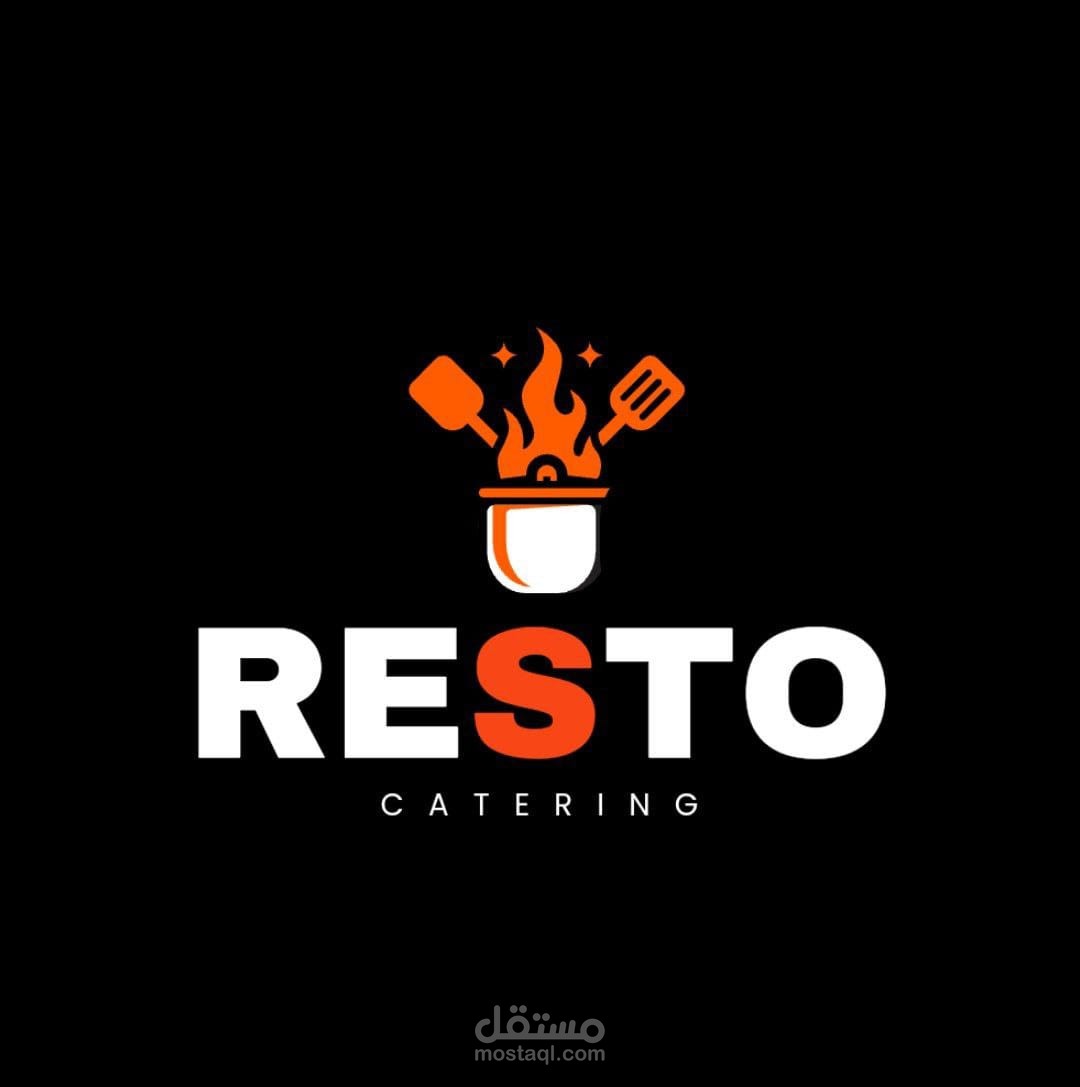 شعار إبداعي لخدمات الطهي والتموين "RESTO CATERING"