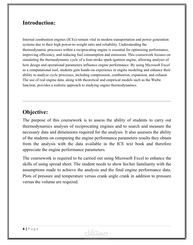 project of word report of performance of car