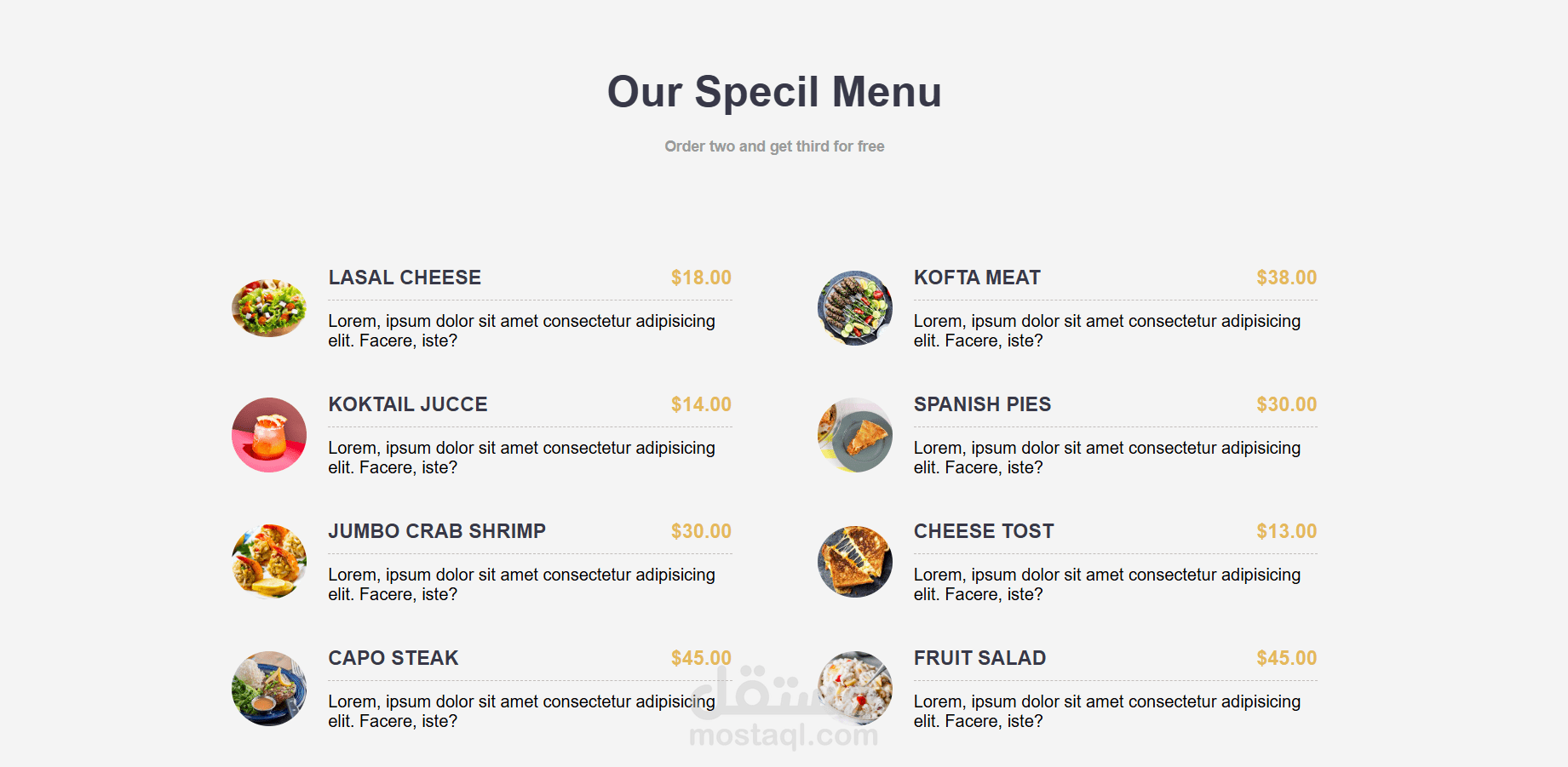 resturant menu